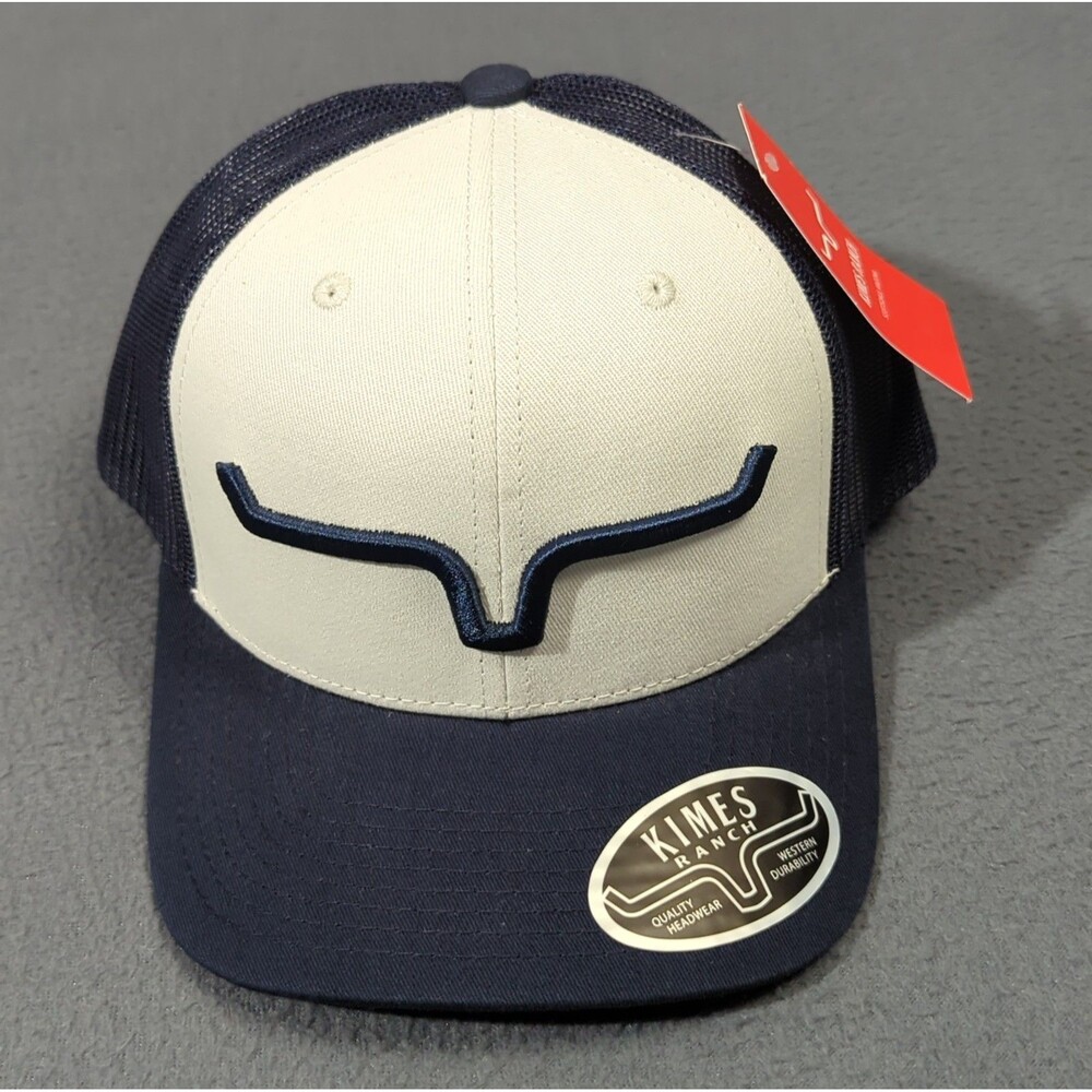 Kimes Ranch Weekly Trucker Hat Adult OS Adjustable White / Navy Western NWT